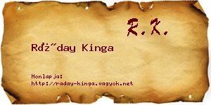 Ráday Kinga névjegykártya